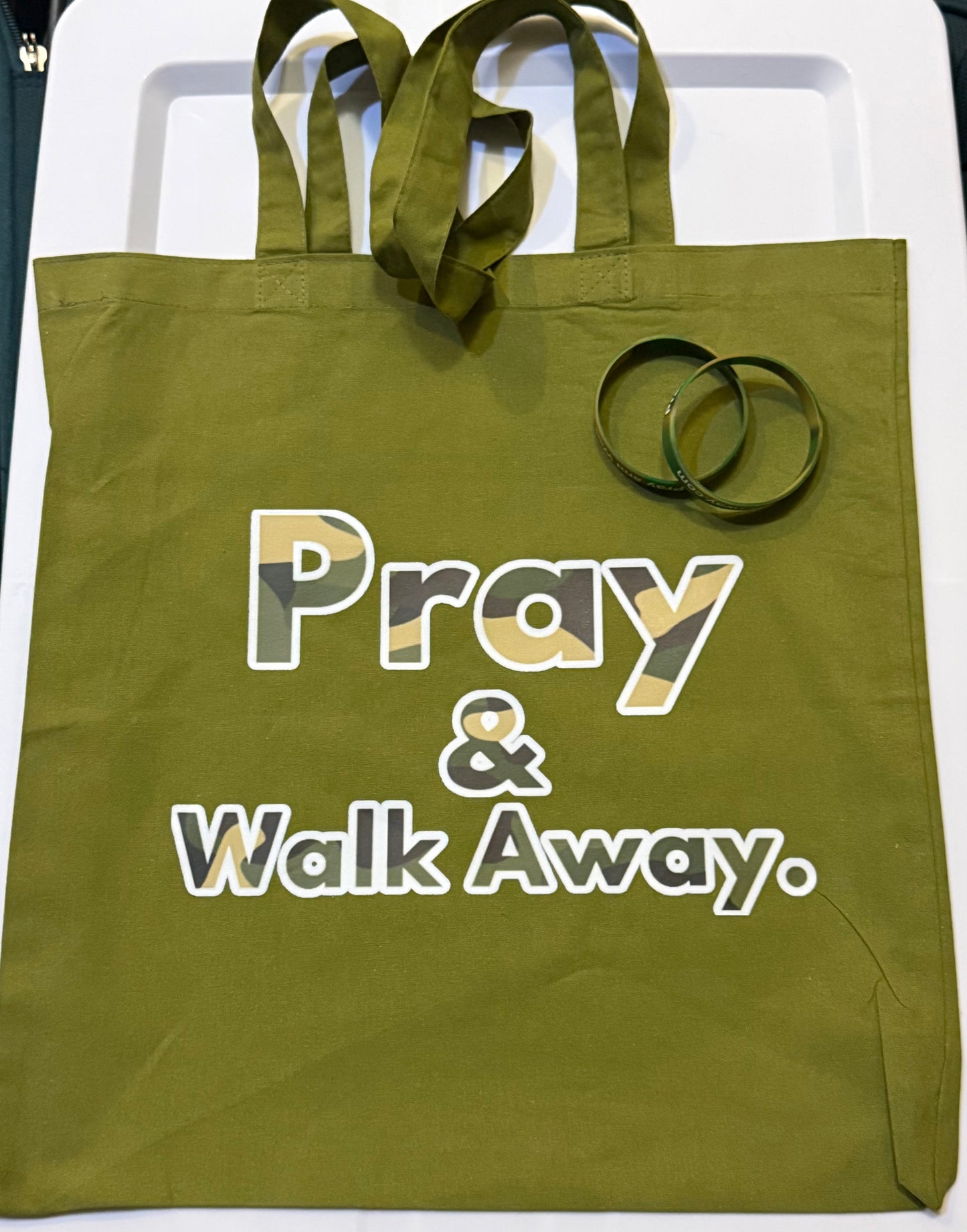 Pray and Walk Away. Tote Bag